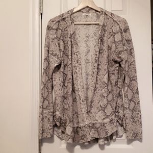 Snake print ruffle cardigan. Large. Maurices.